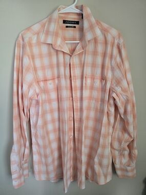 AXIST Slim Fit Womens Peach Plaid Button-Up Shirt